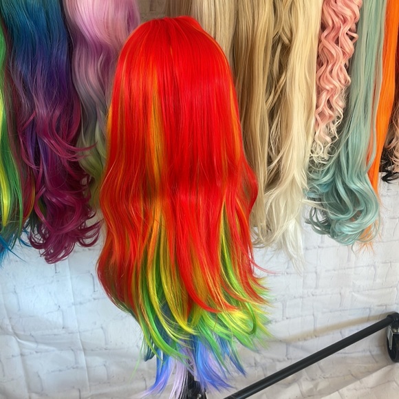 ✨24” 🌈 RAINBOW COLORFUL STRAIGHT LACE FRONT WIG *NEW - Picture 8 of 14